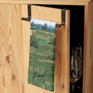 Wheat Fields with Haystacks by Vincent van Gogh Tea Towel