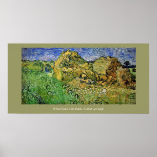 Wheat Fields with Stacks, Vincent van Gogh Poster
