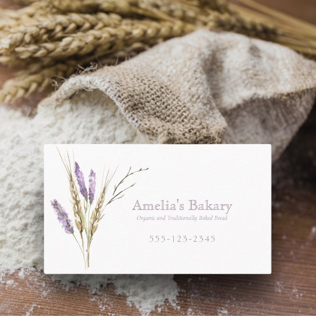 Wheat grain lavender flower artisan bread bakery business card (Creator Uploaded)
