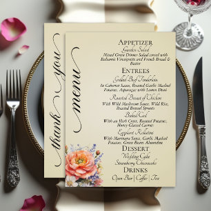 Wheat - Monogram, Wildflowers & Thank You Menu