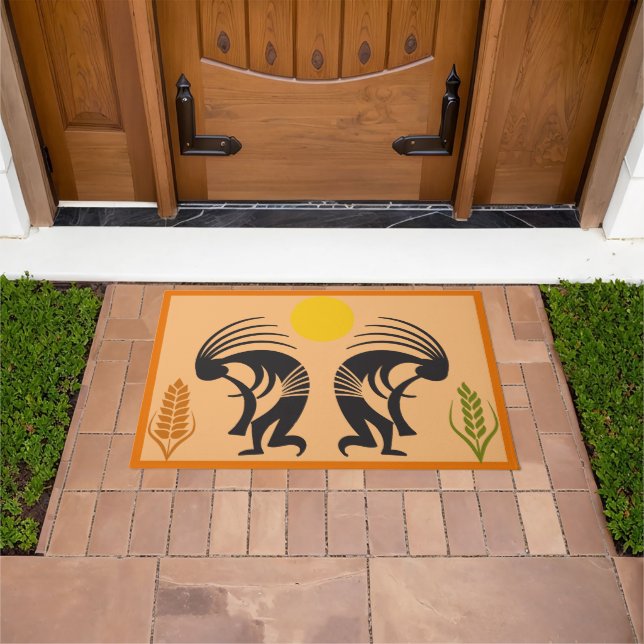 Wheat Springtime Kokopelli Doormat (Outdoor)