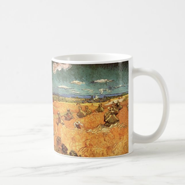 Wheat Stacks with Reaper by Vincent van Gogh Coffee Mug (Right)
