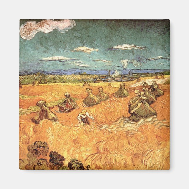 Wheat Stacks with Reaper by Vincent van Gogh Magnet (Front)