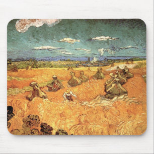 Wheat Stacks with Reaper by Vincent van Gogh Mouse Pad