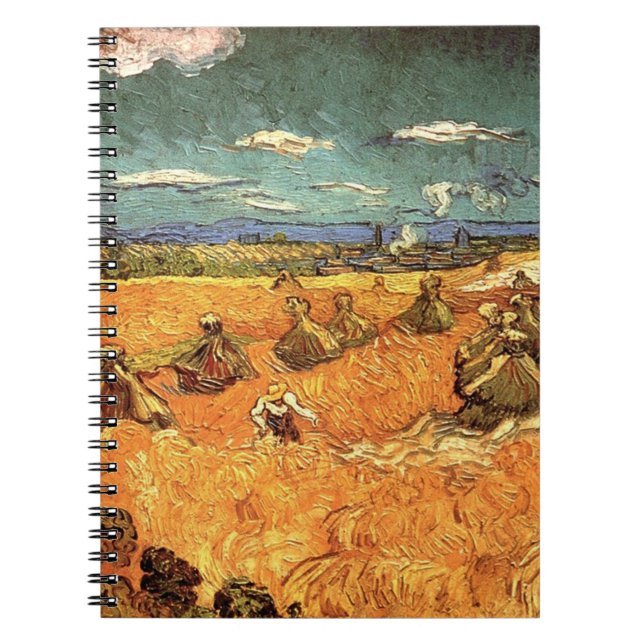 wheat Stacks with Reaper by Vincent van Gogh Notebook (Front)