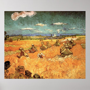 Wheat Stacks with Reaper by Vincent van Gogh Poster