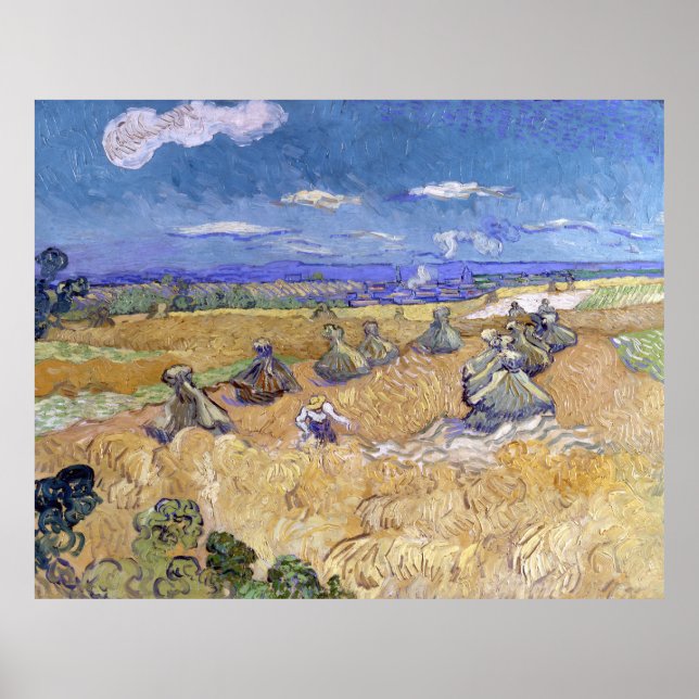 Wheat Stacks with Reaper Vincent Gogh  Poster (Front)