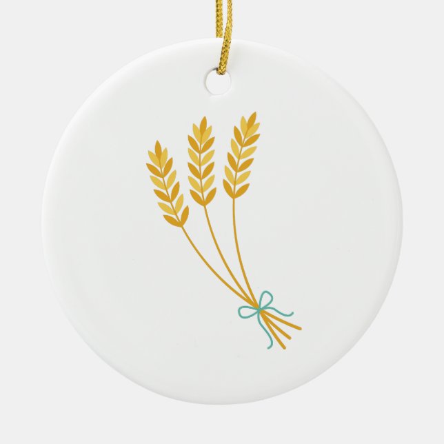 Wheat Stalks Ceramic Ornament (Front)