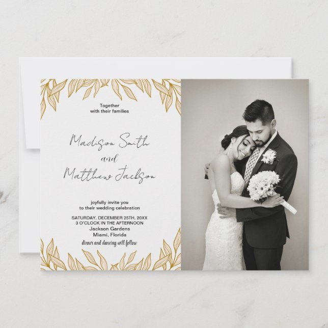 Wheat Wedding Invitations with photo (Front)