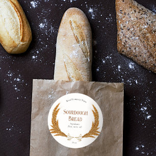 Wheat Wreath Bread Bakery Business Custom Classic Round Sticker