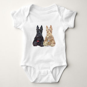 Wheaten and Black Scottie Dogs Baby Bodysuit
