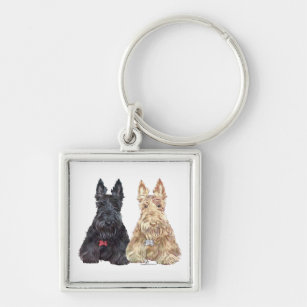 Fabric Scottie Dog Key Ring, Cute Dog Key Ring