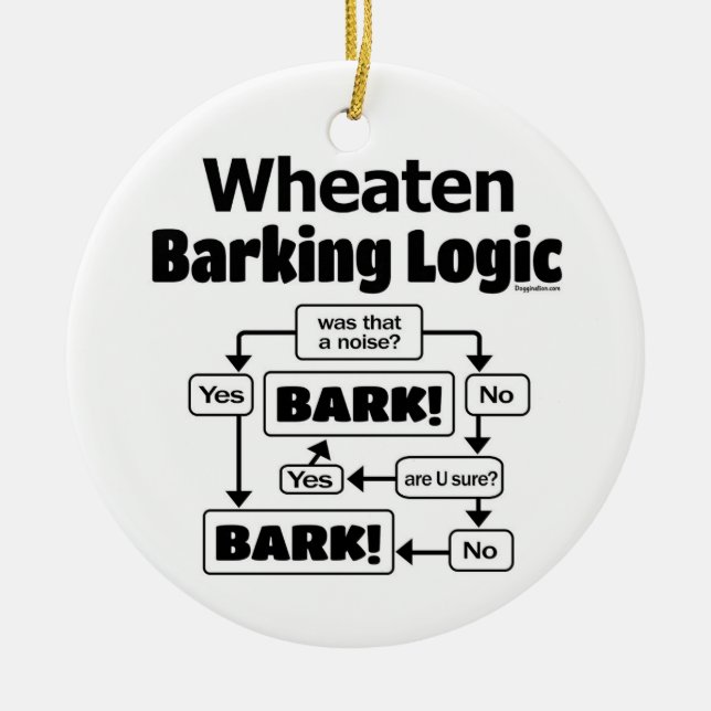Wheaten Barking Logic Ceramic Ornament (Front)