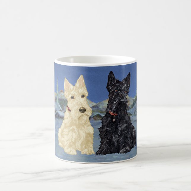 Wheaten Black Scotties Christmas Coffee Mug (Center)