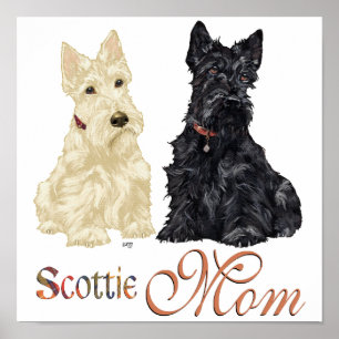 Wheaten & Black Scotties Mother's Day Poster