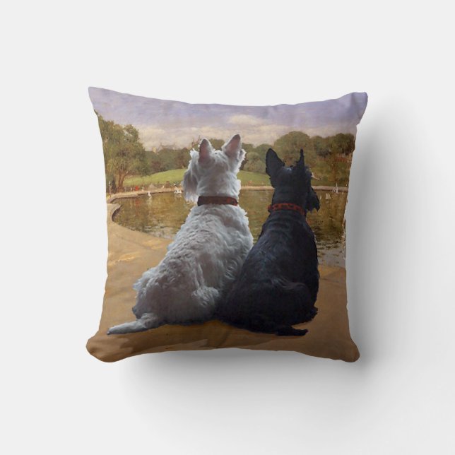 Wheaten & Black Scottish Terrier Pillow (Front)