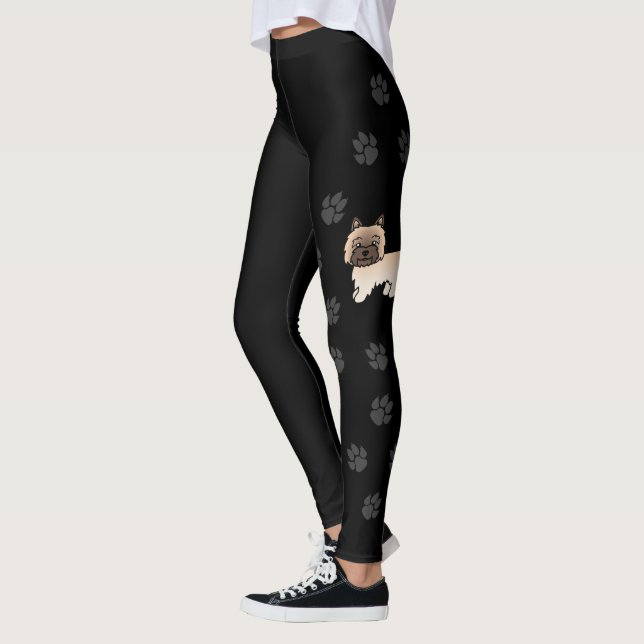 Wheaten Cairn Terrier Cute Cartoon Dog & Paws Leggings (Left)