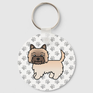 Wheaten Cairn Terrier Dog Cute Illustration & Paws Key Ring