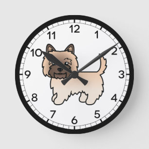 Wheaten Cairn Terrier Dog Cute Illustration Round Clock