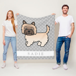 Wheaten Cairn Terrier Dog Illustration Custom Name Fleece Blanket