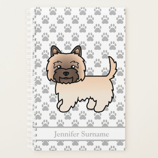 Wheaten Cairn Terrier Dog With Paws & Custom Name Planner (Front)