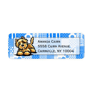 Wheaten Cairn Terrier Studio Blue Patchwork Return Address Label