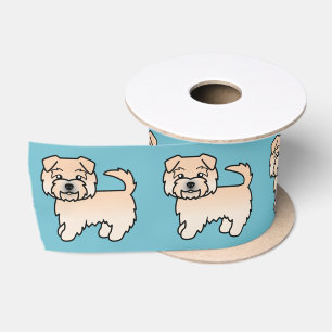 Wheaten Norfolk Terrier Dogs In A Row On Blue Satin Ribbon