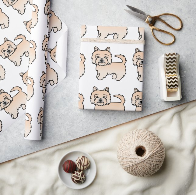 Wheaten Norwich Terrier Cartoon Dog Pattern Wrapping Paper (Crafts)