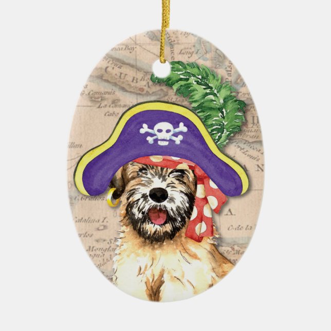 Wheaten Pirate Ceramic Tree Decoration (Front)