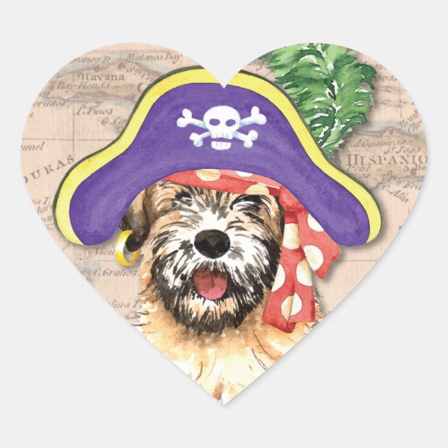 Wheaten Pirate Heart Sticker (Front)