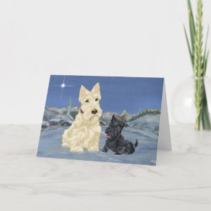 Wheaten Scottie and Pup Christmas Holiday Card