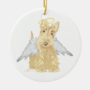 Wheaten Scottie Angel Ceramic Tree Decoration