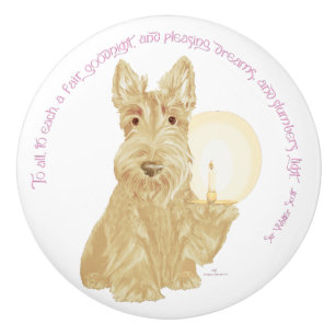Wheaten Scottie Goodnight Ceramic Knob