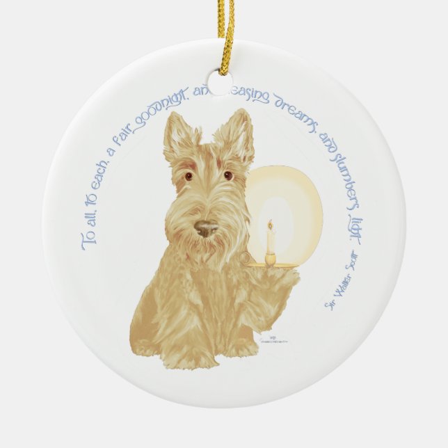 Wheaten Scottie Goodnight Ceramic Tree Decoration (Front)