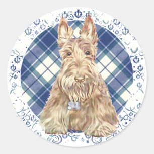 Wheaten Scottie Tartan Classic Round Sticker