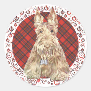 Wheaten Scottie Tartan Classic Round Sticker