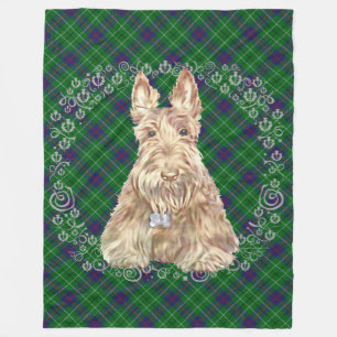 Wheaten Scottie Tartan Fleece Blanket