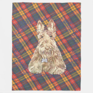 Wheaten Scottie Tartan Fleece Blanket