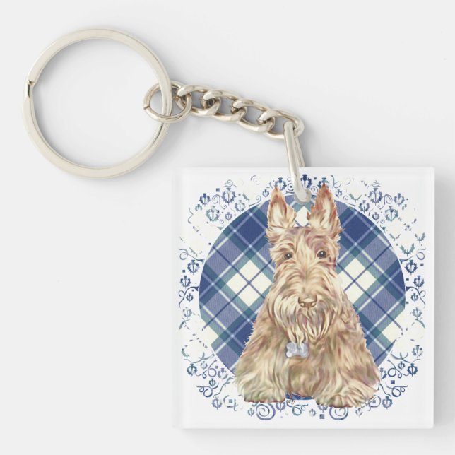 Wheaten Scottie Tartan Key Ring (Front)