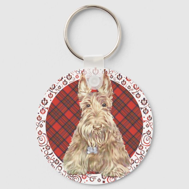 Wheaten Scottie Tartan Key Ring (Front)
