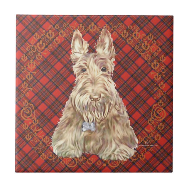 Wheaten Scottie Tartan Tile (Front)