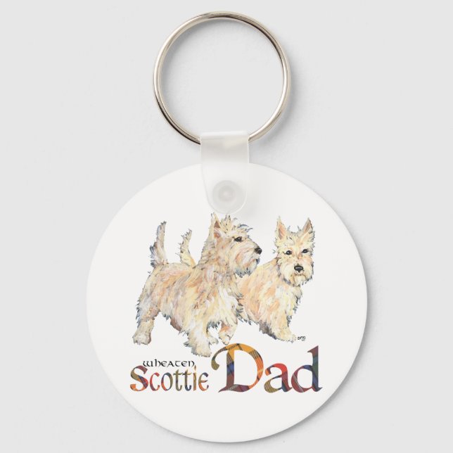 Wheaten Scotties Celebrate Father's Day Key Ring (Front)