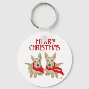 Wheaten Scottish Terrier Chirstmas Key Ring
