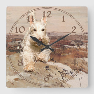 Wheaten Scottish Terrier Clock