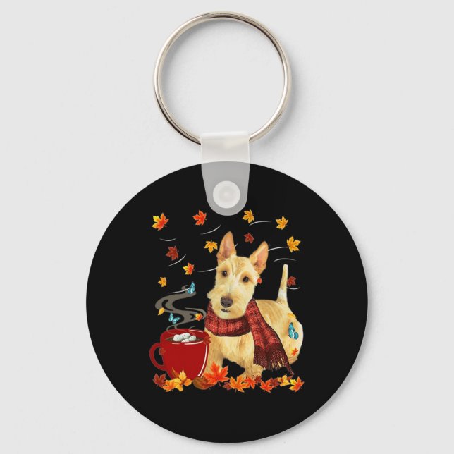 Wheaten Scottish Terrier - Fall - Chocolate - Hot  Key Ring (Front)