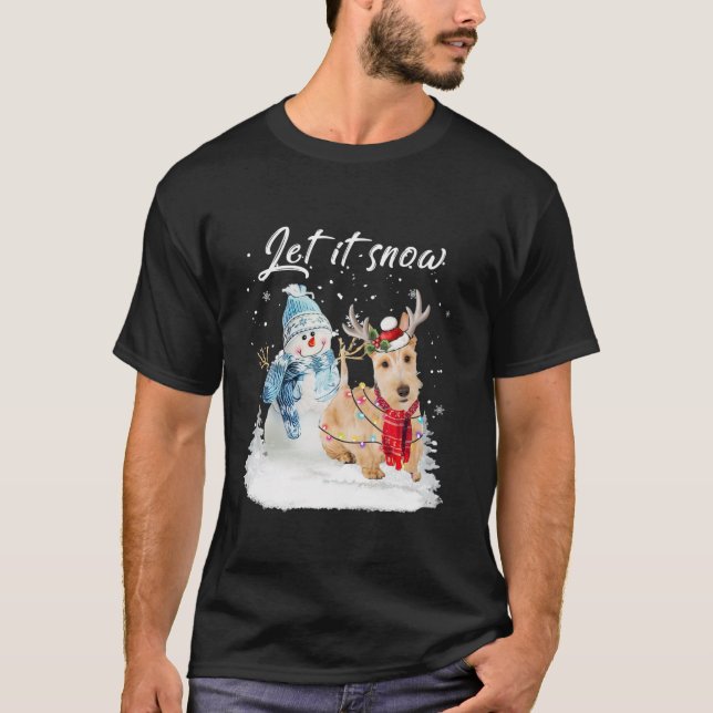 Wheaten Scottish Terrier Santa Dog Christmas Snowm T-Shirt (Front)