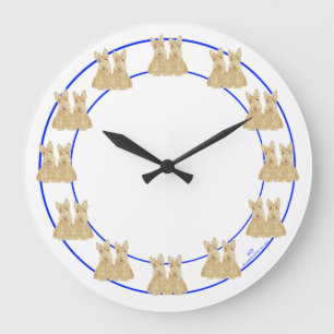 Wheaten Scottish Terriers Large Clock