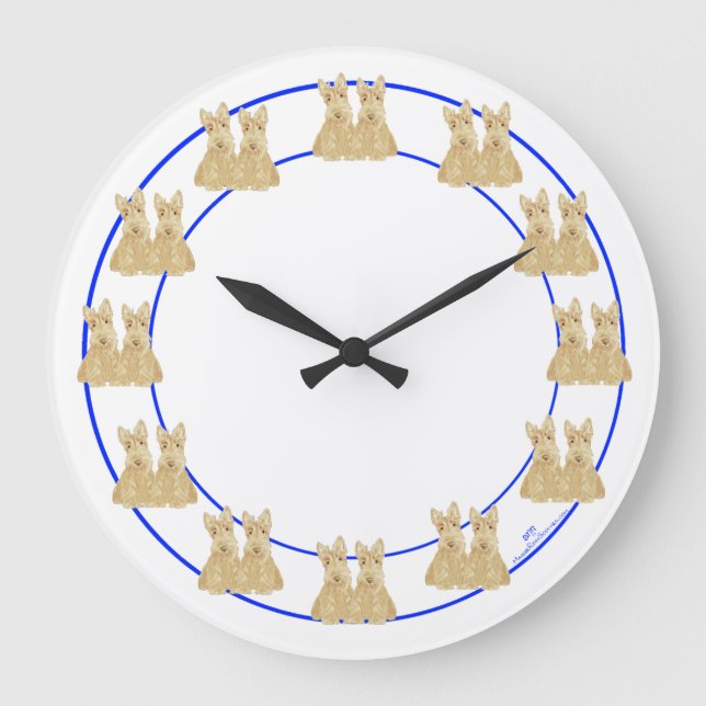 Wheaten Scottish Terriers Large Clock (Front)