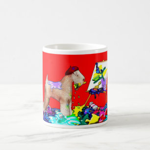 Wheaten Terrier Artist  (Red Bkgd) Coffee Mug