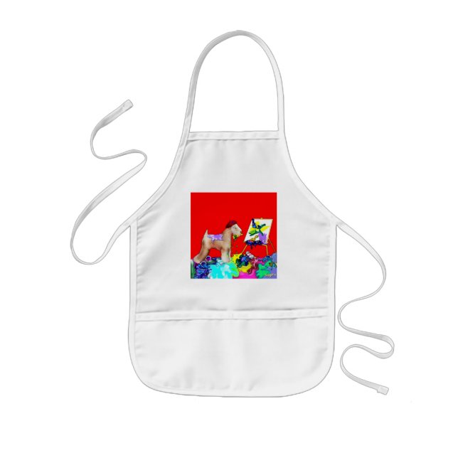 Wheaten Terrier Artist  (Red Bkgd) Kids Apron (Front)
